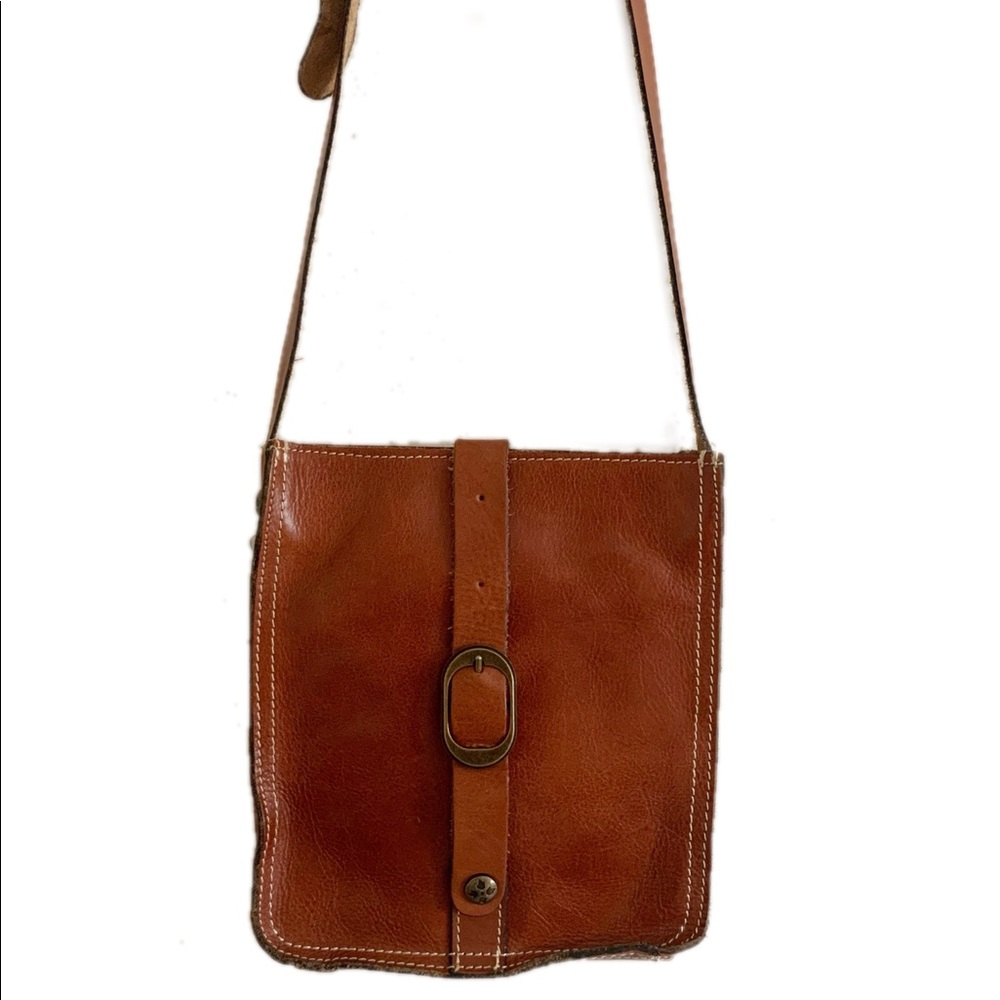 Patricia Nash brown Italian leather flat crossbody bag